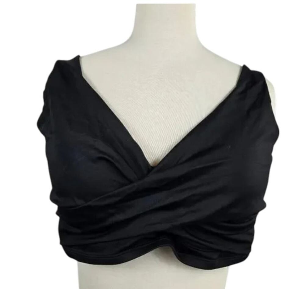 Swimsuits For All Twist Front Bikini Top Black Size 18